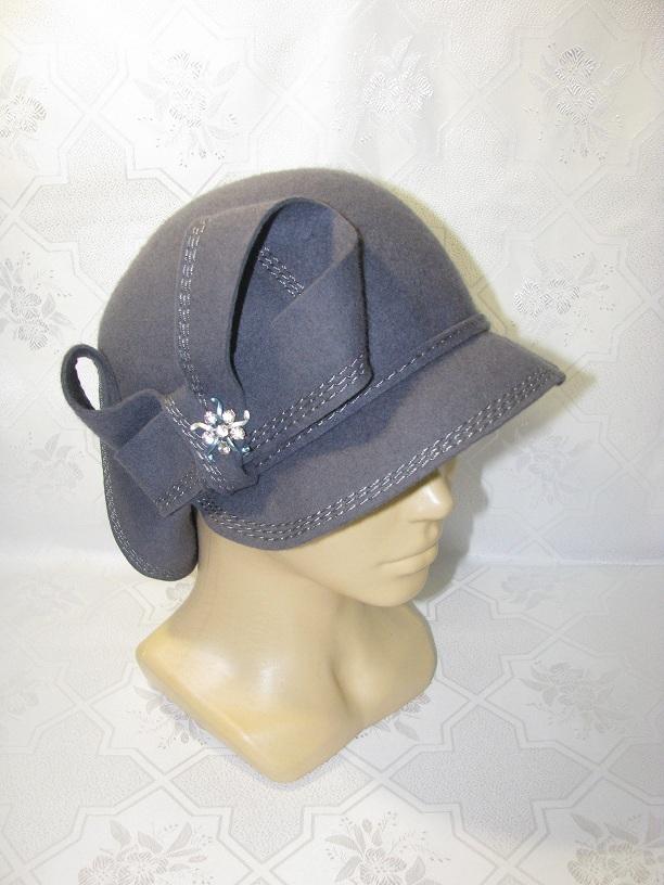 Шляпа Модная шляпка 050серо-голубая