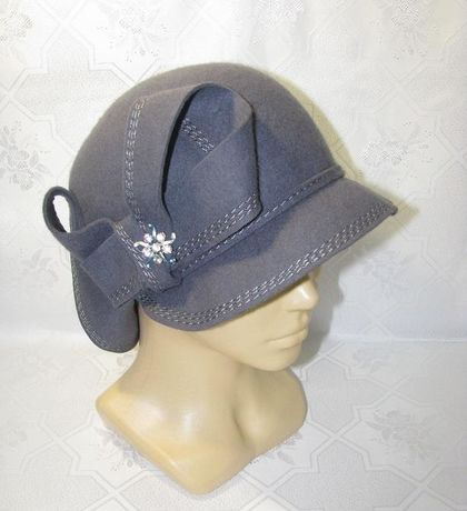 Шляпа Модная шляпка 050серо-голубая
